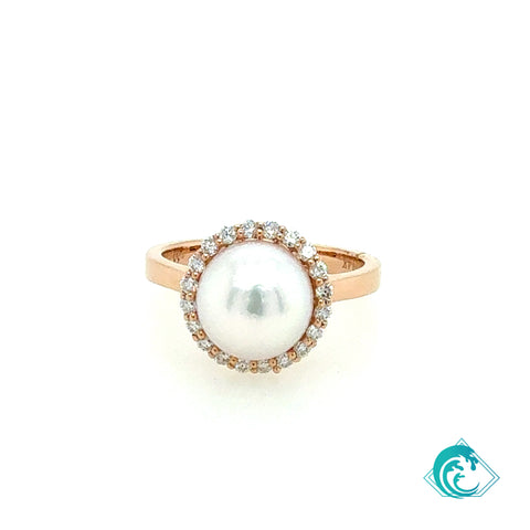 14KR Akoya Pearl Diamond Sally Ring