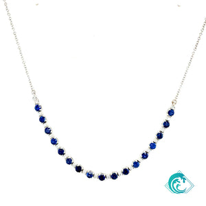 18KW Blue Sapphire and Diamond Necklace