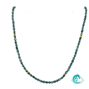 18KY Barrel Cut Blue Diamond Beaded Necklace