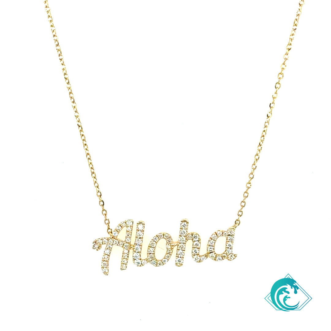 14KY Diamond Aloha Necklace