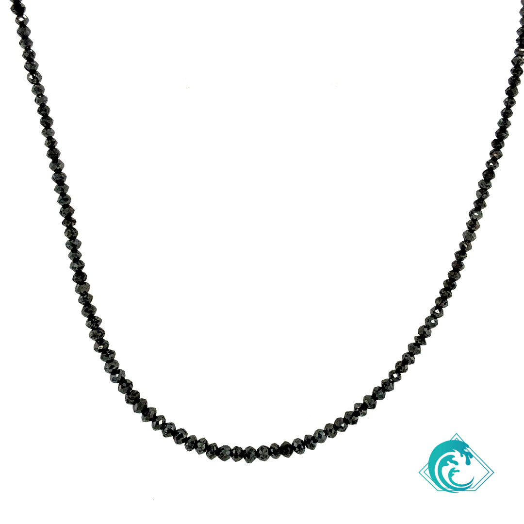 14KY Natural Black Diamond Beaded Necklace