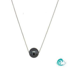 14KW Black Tahitian Pearl Floater Necklace