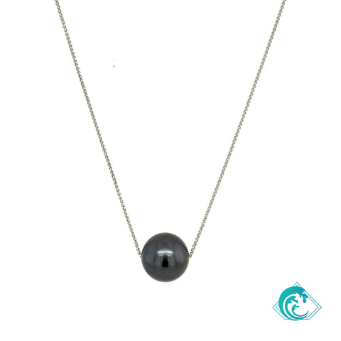 14KW Black Tahitian Pearl Floater Necklace