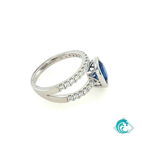 18KW GIA Certified Blue Sapphire Diamond Ring