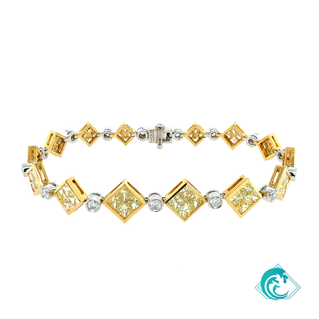 18K Fancy Yellow Princess Diamond Bracelet