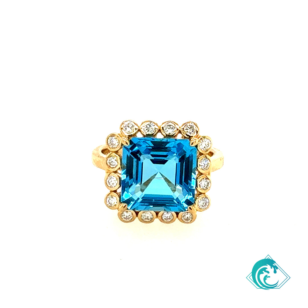14KY Swiss Blue Topaz Dalia Ring