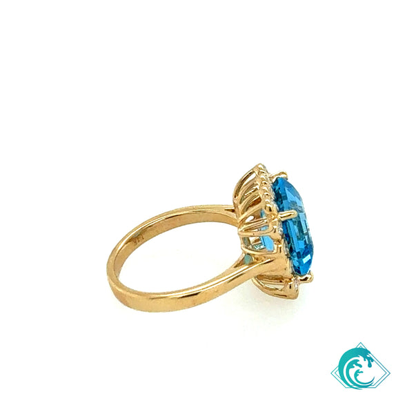 14KY Swiss Blue Topaz Dalia Ring