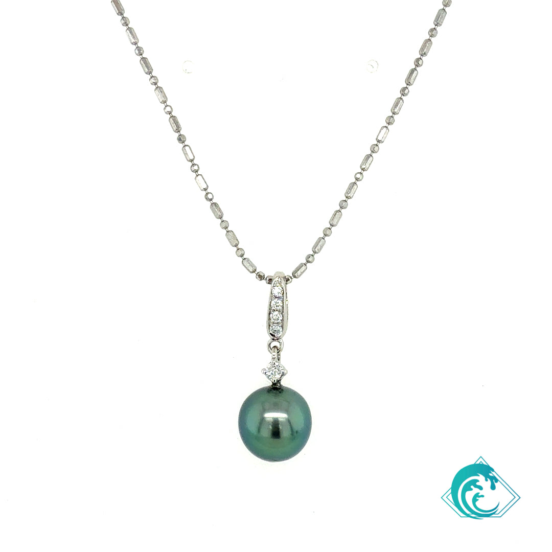 14KW Tahitian Pearl & Diamond Keeley Pendant