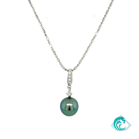 14KW Tahitian Pearl & Diamond Keeley Pendant