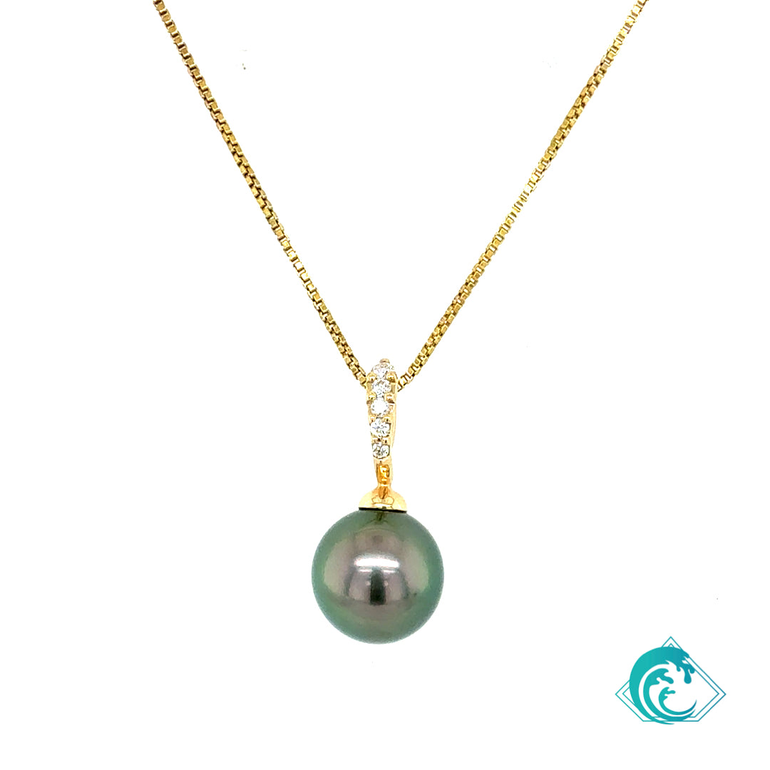 14KY Dazzling Tahitian Pearl & Diamond Enhancer