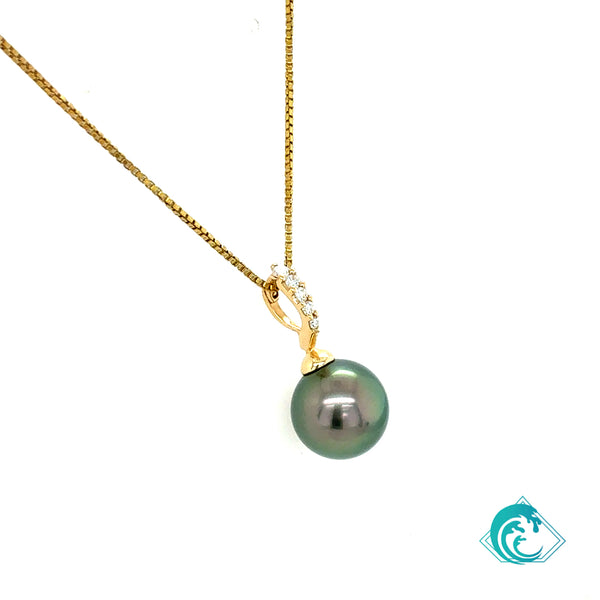 14KY Dazzling Tahitian Pearl & Diamond Enhancer