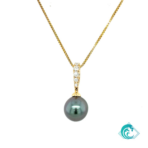 14KY Tahitian Pearl & Diamond Bali Enhancer