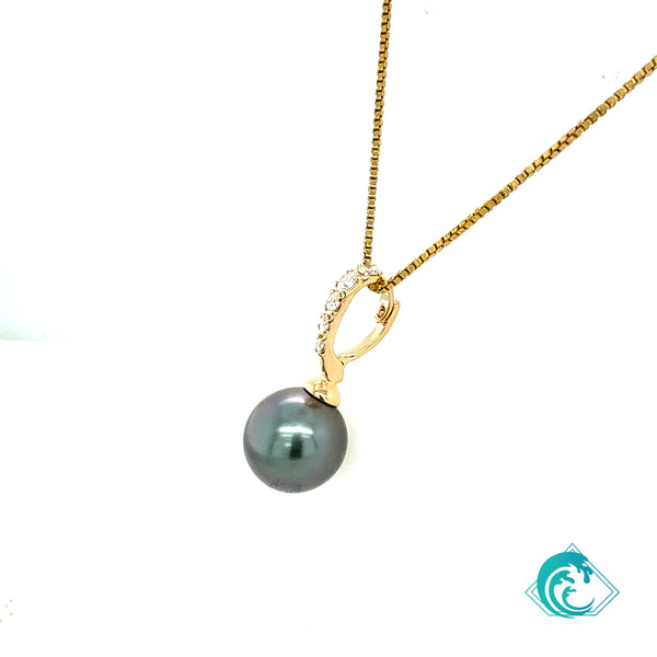 14KY Tahitian Pearl & Diamond Bali Enhancer