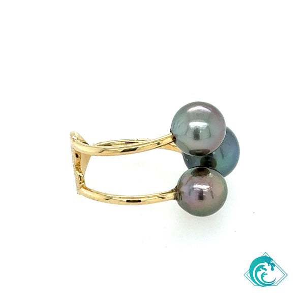 14KY Triple Tahitian Pearl Ring