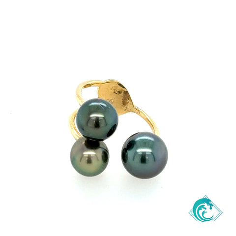 14KY Triple Tahitian Pearl Ring