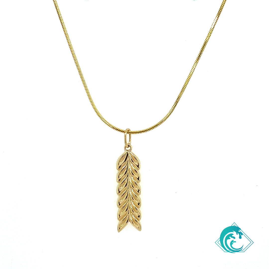 14KY Maile Leaf Vertical Pendant