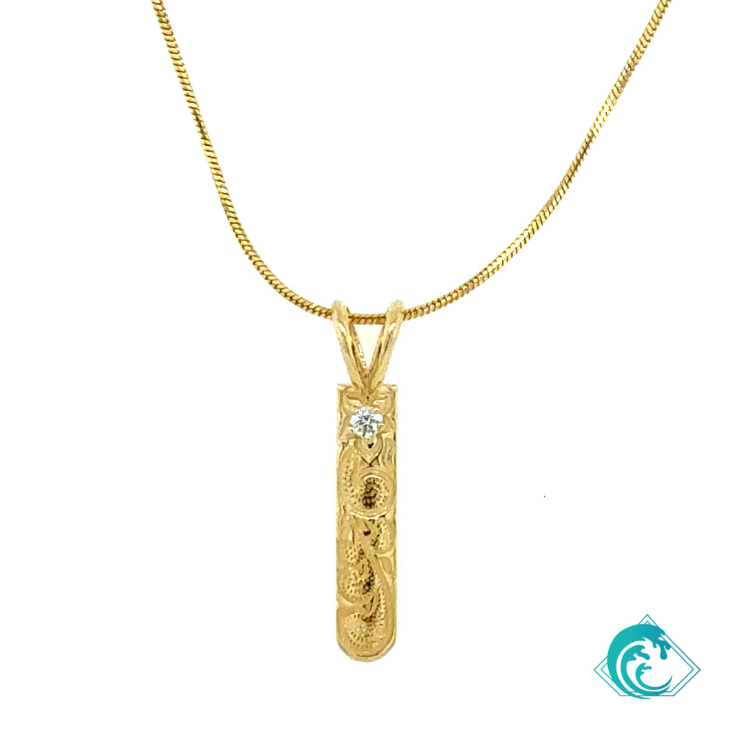14KY Plumeria Scroll Diamond Pendant