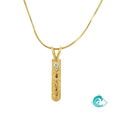 14KY Plumeria Scroll Diamond Pendant