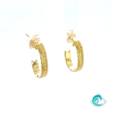 14KY Maile Leaf Hoop Earrings