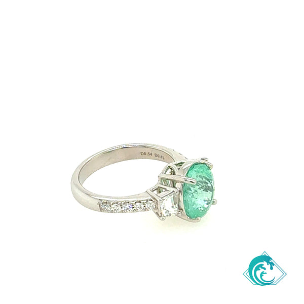 18KW Natural Paraiba Tourmaline Cadillac Ring