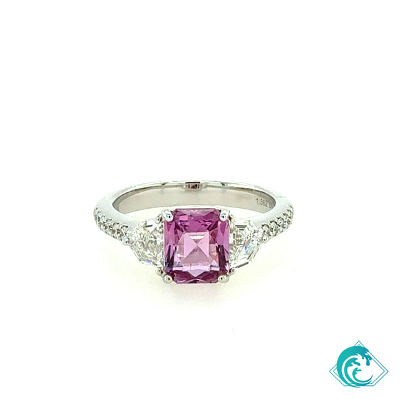 18KW Pink Sapphire Diamond Ring
