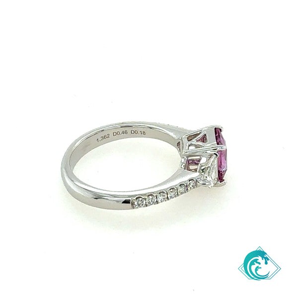 18KW Pink Sapphire Diamond Ring