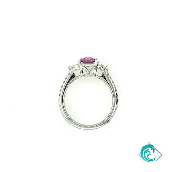 18KW Pink Sapphire Diamond Ring