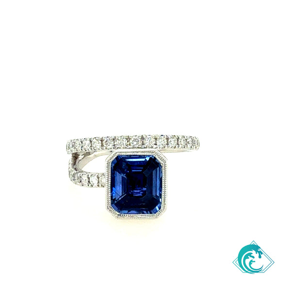 18KW GIA Blue Sapphire Wrap Ring