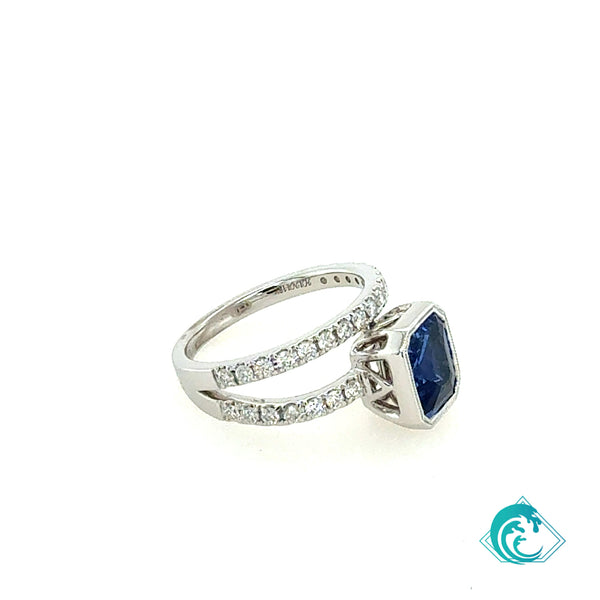 18KW GIA Blue Sapphire Wrap Ring