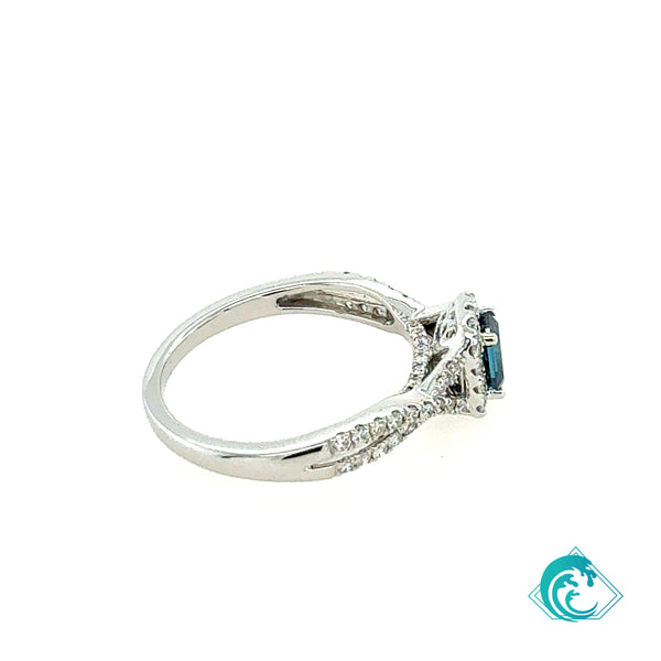 14KW Blue Diamond Emerald Cut Ring