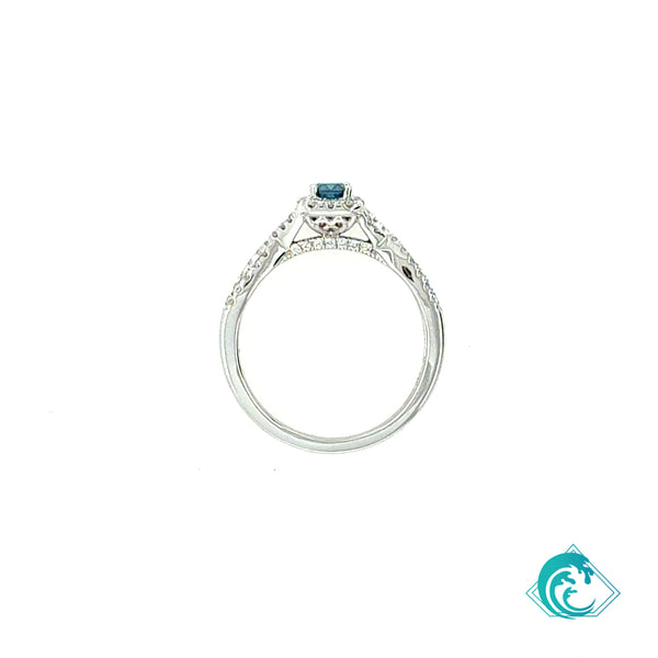 14KW Blue Diamond Emerald Cut Ring