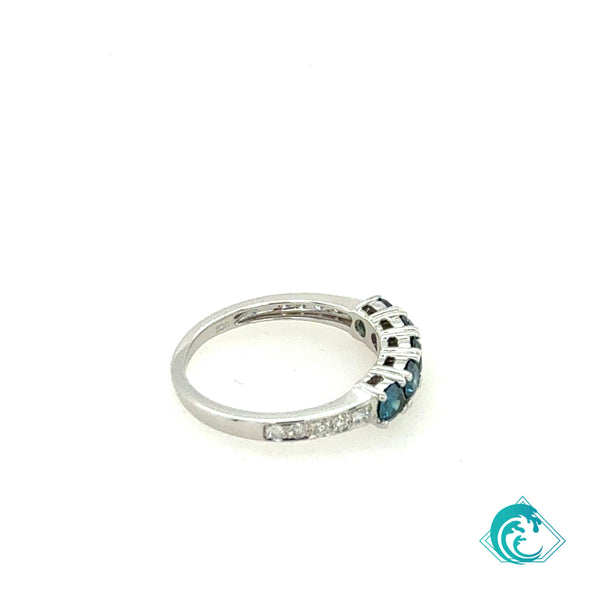 14KW Blue Diamond 5 Stone Band