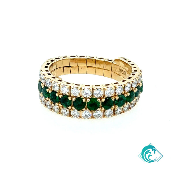 14KY Emerald & Diamond Wrap Ring