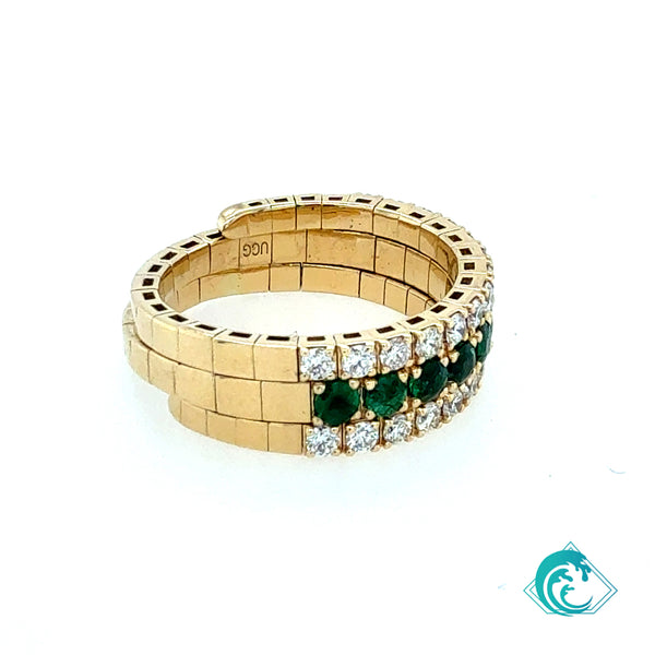 14KY Emerald & Diamond Wrap Ring