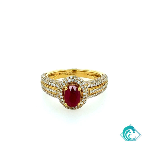 18KY Oval Ruby Moana Ring