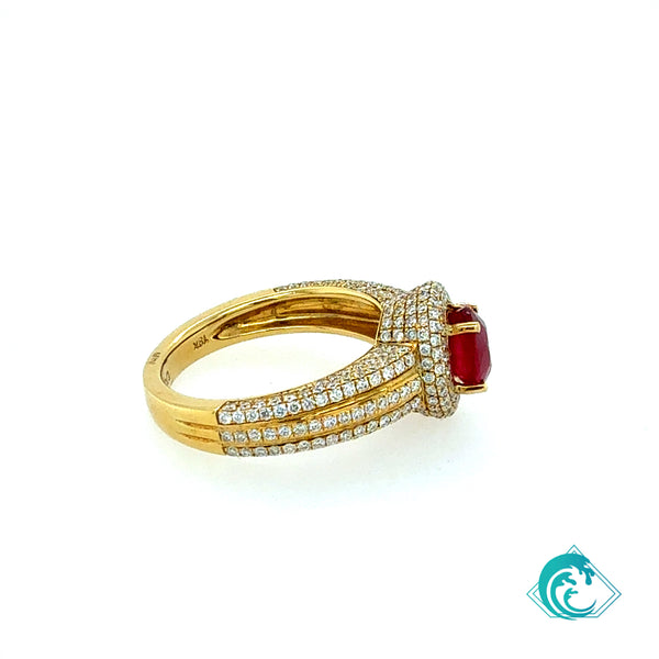 18KY Oval Ruby Moana Ring