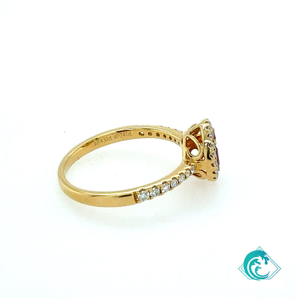 18KY Dainty Ruby Diamond Ring