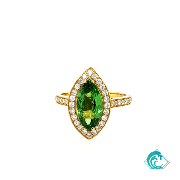 18KY Tsavorite Hoku Marquise Ring