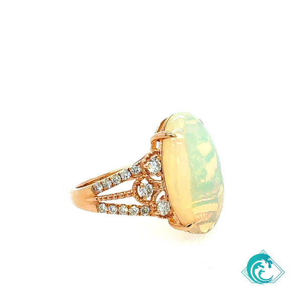 14KR Ethiopian Opal Diamond Ring