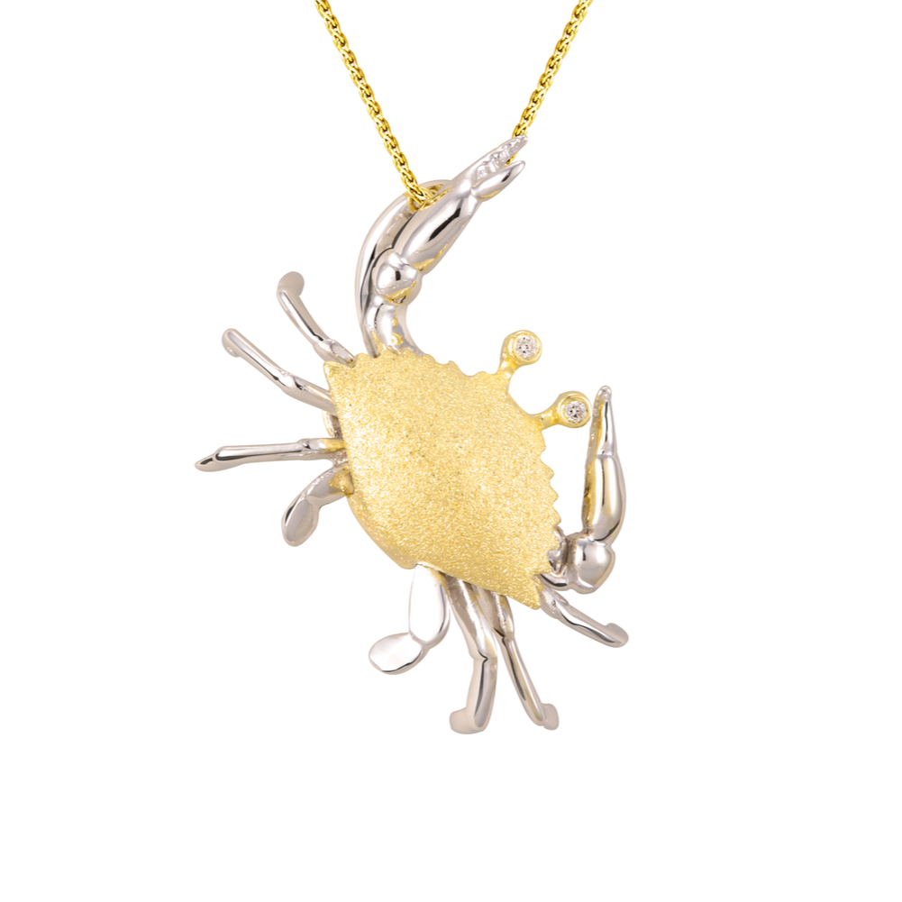 14K Two Tone Crab Pendant