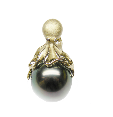 14KY Tahitian Pearl Octopus Pendant (13mm)