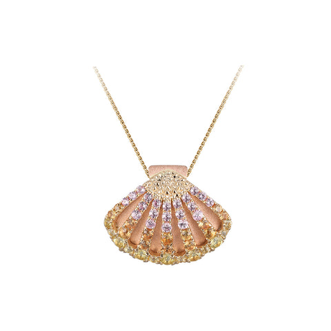 14K Sapphire Sunrise Shell Medium Pendant