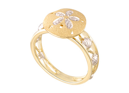 14K Two-tone Sand Dollar Diamond Ring