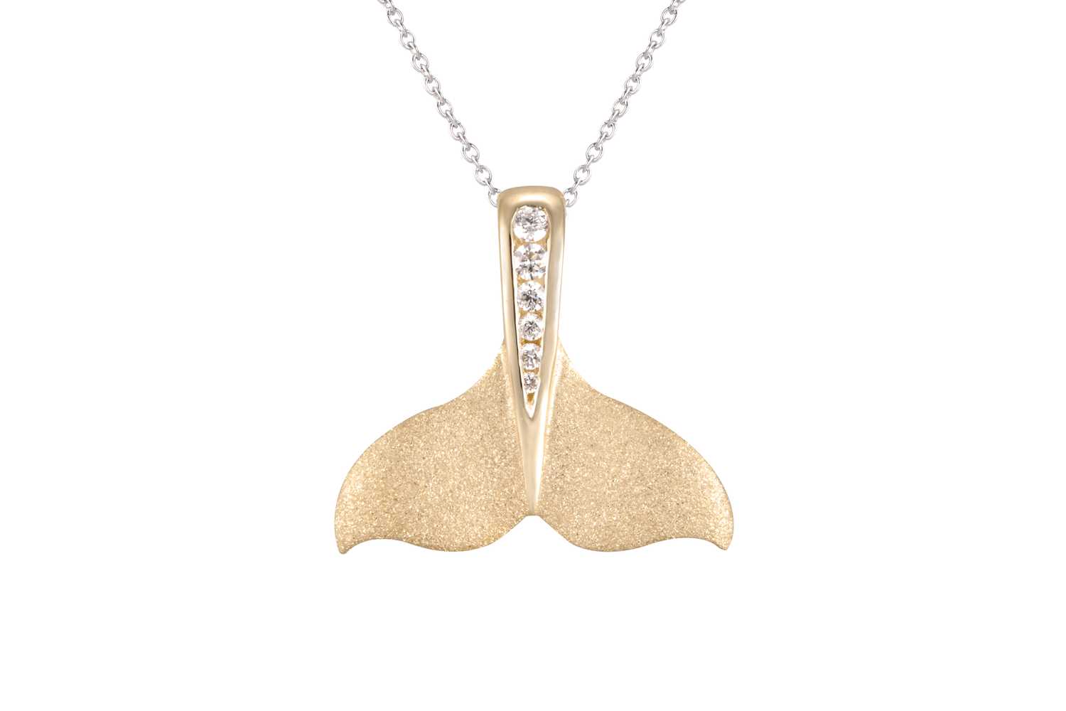 14KY Diamond Whale Tail Pendant