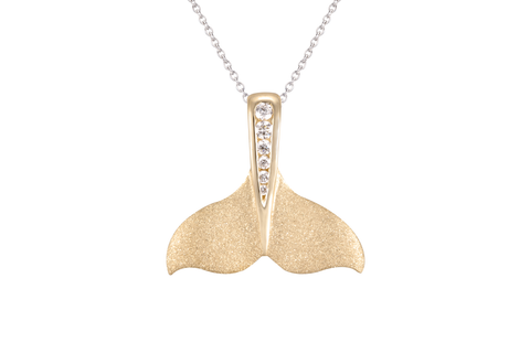 14KY Diamond Whale Tail Pendant