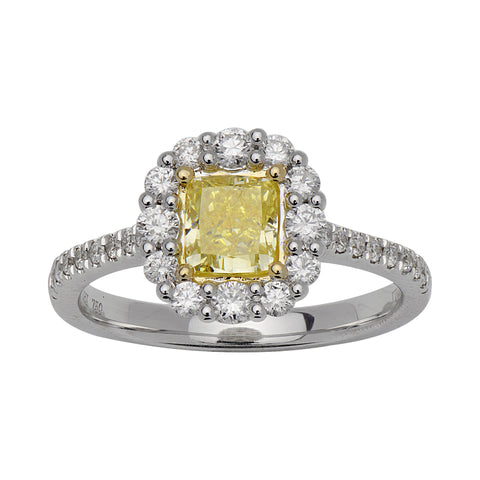 18KW Fancy Yellow Diamond Ring