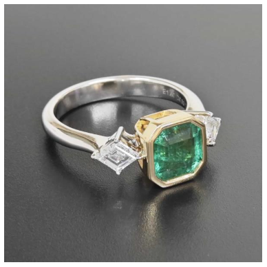 18K Two Tone Bezel Emerald Diamond Ring