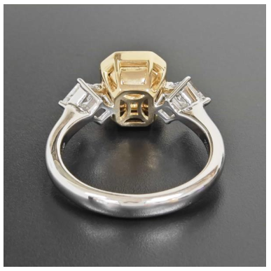 18K Two Tone Bezel Emerald Diamond Ring
