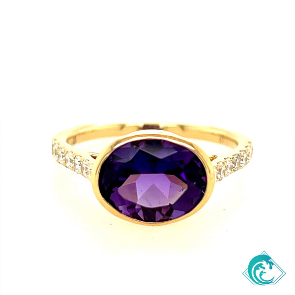 14KY Amethyst Oval Ring