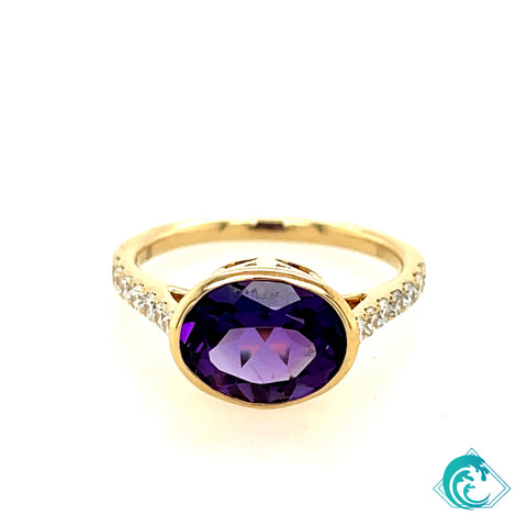 14KY Amethyst Oval Ring